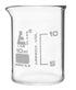 EISCO 12PK Beakers, 10ml Low Form with Spout, White Graduations, Borosilicate 3.3 Glass