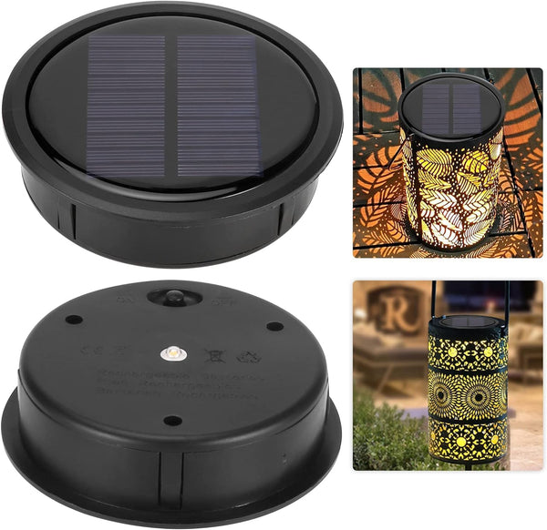 2 PCS Upgraded Solar Light Replacement Top for Outdoor Hanging Lanterns, 4.13 inch Warm White LED Solar Panel Lantern