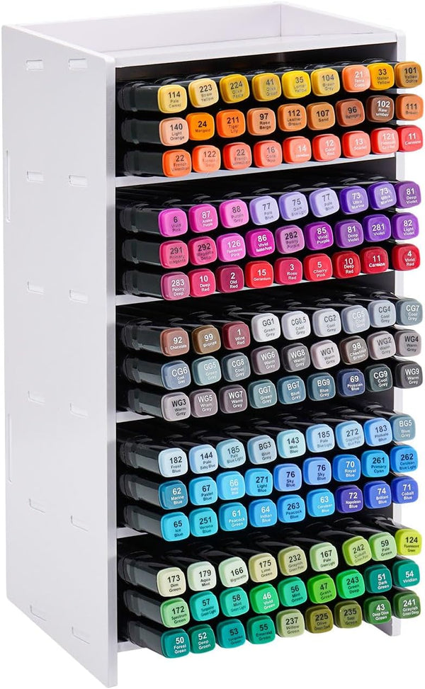 SANFURNEY 5 Slots Marker Pen Organizer Holder, Art Marker Rack for Desktop, Home, Classroom, Office Storage