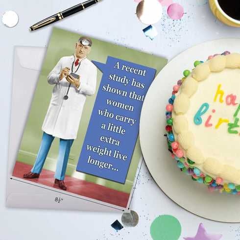 NobleWorks Big Funny Birthday Card 8.5 x 11 Inch with Envelope, A Recent Study J1395 (1 Pack)