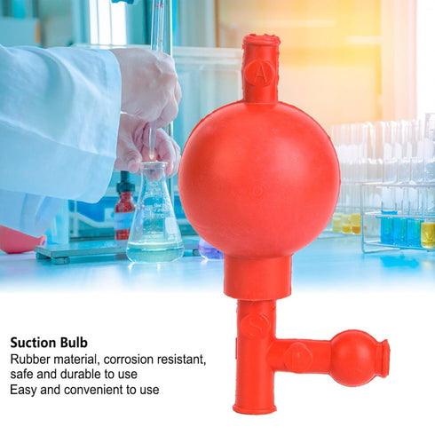 Lab Rubber Suction Bulb, 3 Openings Quantitative Pipette Filler, Elastic Rubber for Industrial Agricultural Laboratories