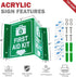 T&R First Aid Kit Sign with Down Arrow, 4 Pack, 8 x 6 Inches Acrylic, Includes Matching Screws