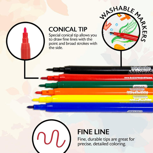 BAZIC 1282 24 Fine Line Washable Watercolor Markers