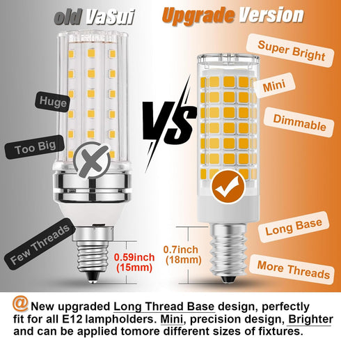 E12 60W Bulbs C7,Dimmable,3000K White,600 T6 E12 120V 6W Bulbs Lamp,6 Pack LED Candelabra Replacement Warm Lumen LED