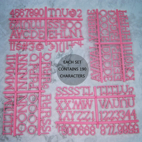 Changeable Letter Board with 190 Letters, 1" Pink Felt & Plastic Message Board