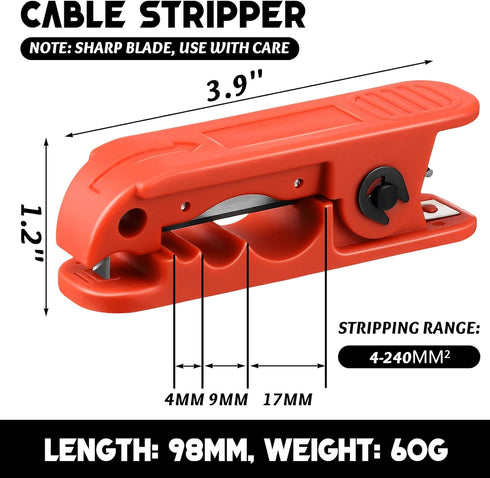 2 Pcs LCP-240 Wire Stripper with 10 Blades Cutter Cable Stripper for AWG 12 to 4/0 Cables Wire Stripping Tool