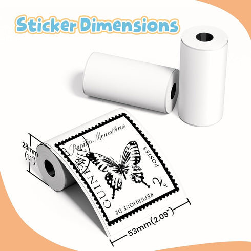 T02/T02Pro/Q02E/M02X/Y02C/Q02 2 50mm x3.5m, 3 Phomemo Sticker Paper- for Mini Printer, White Thermal Sticker for Study