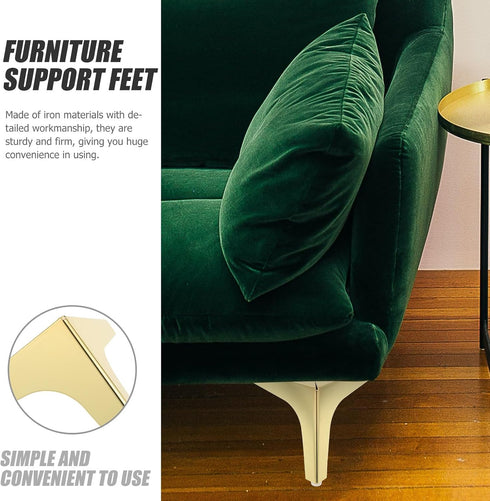 4pcs 13cm INOOMP Metal Furniture Legs Triangle Sofa Support Feet Heavy Duty Cabinet Table Replacement for Vanity Desk