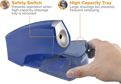 Bostitch Office Personal Electric Pencil Sharpener, Powerful Stall-Free Motor, High Capacity Shavings Tray, 7Yr