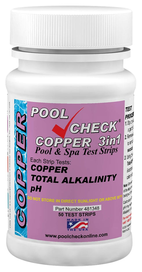 Industrial Test Systems 481348 Copper 3 in 1 Pool Check: 3 Parameter Pool Test Strips Made in USA