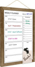 Dry Erase White Board & Weekly Calendar Board, Magnetic Whiteboard for Wall, 10.5“x14.5" Rustic Brown Framed Planner