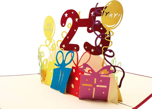 iGifts And Cards 3D Pop Up Greeting Card - Happy 25th Birthday, Unique Gift for Husband, Wife, Best Friend,