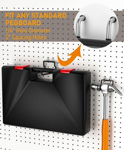 INCLY 10 PCS Heavy Duty Peg Board Hooks for Hanging Tools, 1/4" Large Pegboard Drill Holder Hook Accessories