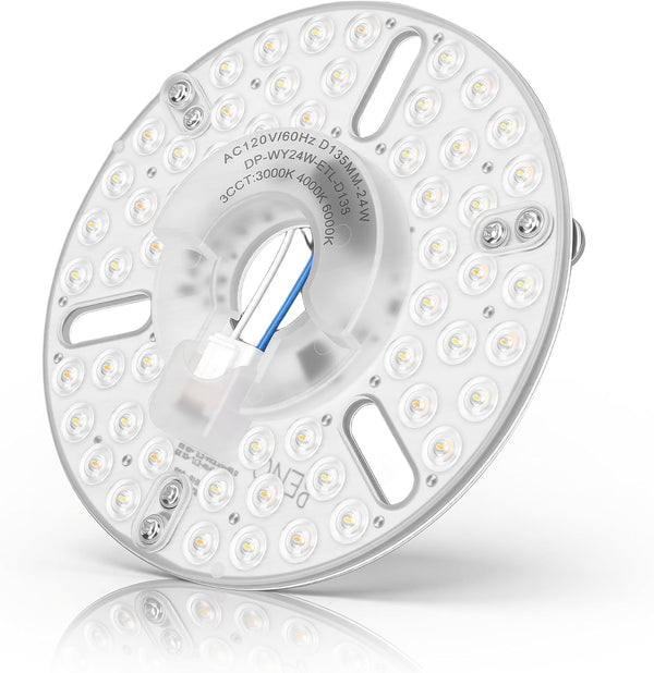 5.3 Inch Ceiling Fan LED Light Replacement, 24W Dimmable 3CCT 3000K 4000K