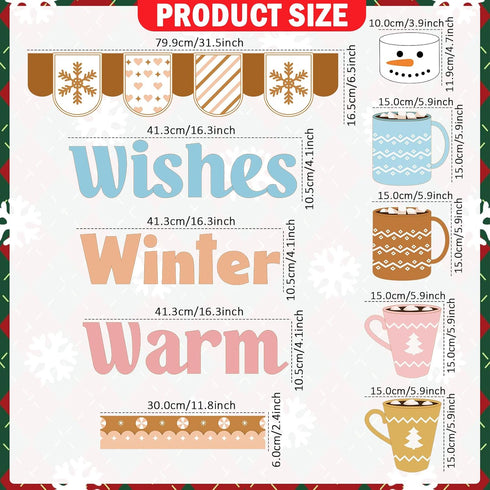 Boho Winter Bulletin Board Decorations, Hot Cocoa Cutouts for Christmas Classroom Decor