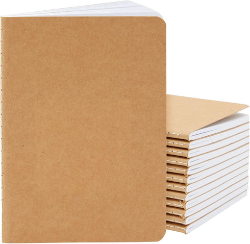 Paper Junkie 12-Pack Kraft Paper Notebooks, A6 Size, 4x6 In Writing Journal with 80 Lined Pages, Notebook Set for