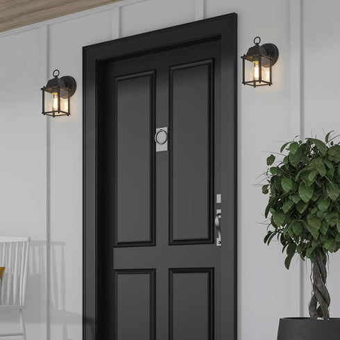 E26 Bulb Maxxima Porch Lantern Outdoor Wall Light with Clear Glass, Patio or Porch Sconce Fixture for Exterior