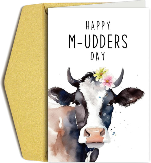 Oamiolek Funny Mother's Day Card for Her, Cute Dairy Cow Mother's Day Card,