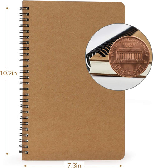 EUSOAR Spiral Notebook, B5 3 Pack 7.3"x10.2" 120 Pages Hardcover Kraft Lined College Ruled Travel Writing Notebooks Journal, Memo Notepad Sketchbook, Students Office Business Subject Diary Journal by EUSOAR