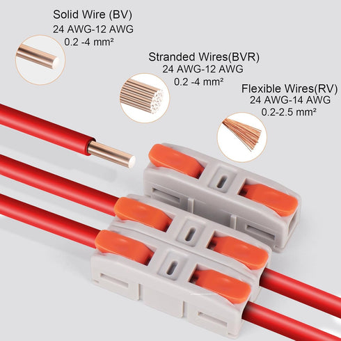 30PCS 1 1 24-12 AVARBUVO Lever Wire Connectors, Mini Quick Connectors Push-in, in Out Electrical Wire Butt Splice