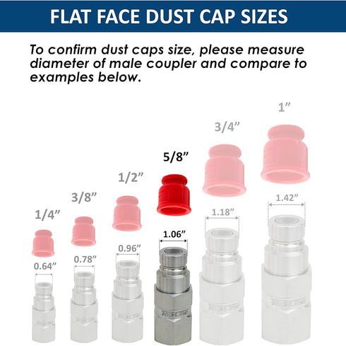 Hydraulic Quick Coupler Rubber Caps Plug Set - For Flat Face Skid Steer Coupling - Fits Bobcat 5/8 Size Couplers (1) set