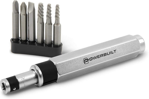 Powerbuilt 7 Pc. Mini Impact Driver & Extractor Set - Hand Tools, Bit Drivers & Bits, Multi-In-One (647767)