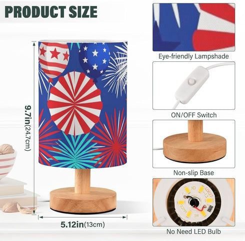Yuiboo Vintage USA Flag Table Lamp for Small Spaces - Night Light