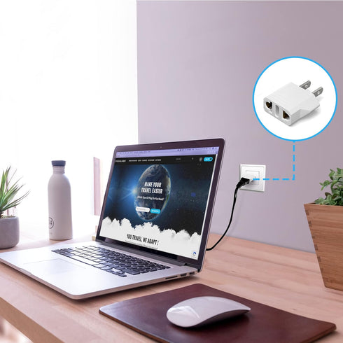 Unidapt US Plug Adapter, 4-Pack White, European to USA Travel Plug Adapter for Mexico, Japan, Canada