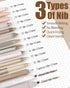 Four Candies 14Pack Pastel Gel Ink Pen Set, 0.5mm Fine Point Retractable Pens, 12 Black Ink Pens, 2 Highlighters (Brown)