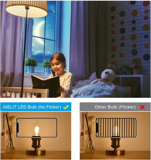 25W Equivalent E26 LED Bulb, Dimmable E26 Candelabra Light Bulbs, Energy Efficient 2W, Warm White 2700K, 200lm Flame Tip CA10 LED Candle Bulb for Pendant Chandeliers Wall sconces, 8 Pack by AIELIT