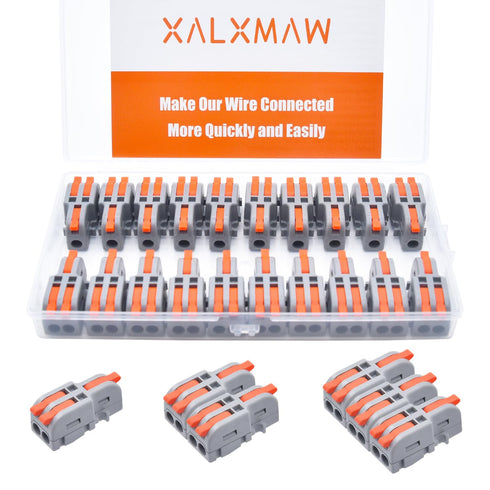 20Pcs Lever Wire Connectors, 1 in 2 Out DIY Mini Splicing Compact Splitter Docking Terminal Block 24-12 AWG