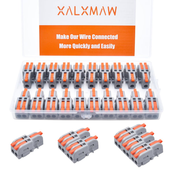 20Pcs Lever Wire Connectors, 1 in 2 Out DIY Mini Splicing Compact Splitter Docking Terminal Block 24-12 AWG