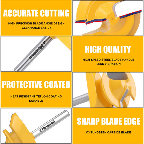 1/4-inch 45 3/4-inch 90-Degree Newdeli Shank Degree Lock Miter Router Bit, Stock Joint Router Bit, Suitable for Tenon