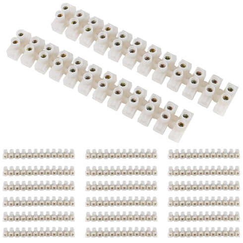 DIANN 20pcs Terminal Block Set, 12-Position Dual Row Terminal Strip Screw Terminal Electric Barrier Block for Home