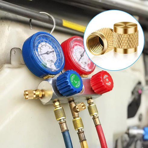 50Pcs 1/4 Flare Cap, Easy Installation Refrigerant Caps for HVAC Valve, Brass O Ring Seal Schrader Valve Caps