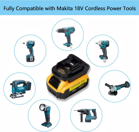 DM18M Converter for Dewalt & Milwaukee to Makita Battery Adapter, Fit Dewalt 18v-20v & Milwaukee 18v M18 Lithium
