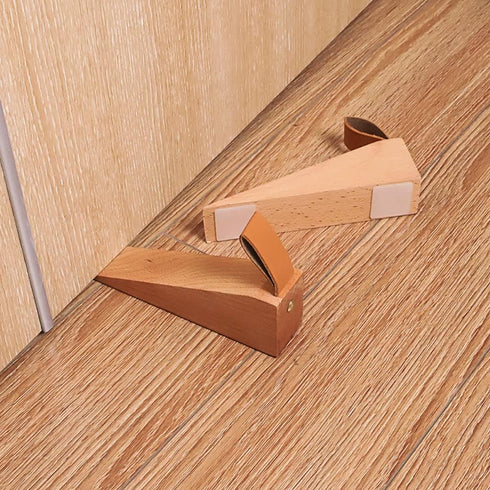 Wood Door Stopper, Solid Wooden Non-Slip Door Wedge, Sturdy Door Stopper Fit for Door Bottom Seam (0.2" - 1.3")