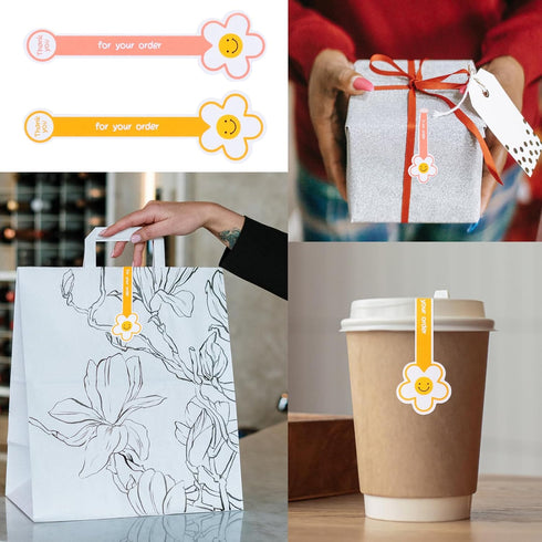 Beyonday 200 Pcs Handmade Lollipop Baking Stickers, Self-Adhesive Long Label Sealing Stickers for Cake Box, Gift