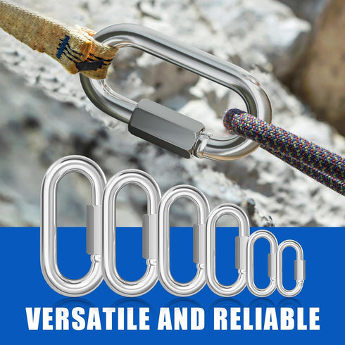 KINLINK 15PCS M5 3/16 Quick Link Chain Connector, Heavy Duty 304 Stainless Steel Locking Carabiner Clips for Hammock,