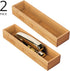 mDesign Slim Wooden Bamboo Drawer Organizer for Office - 12" Long Stackable Storage Box Tray for Desk Drawers/Cabinet - Junk Drawer and Accessories Organization - Echo Collection, 2 Pack, Natural Wood