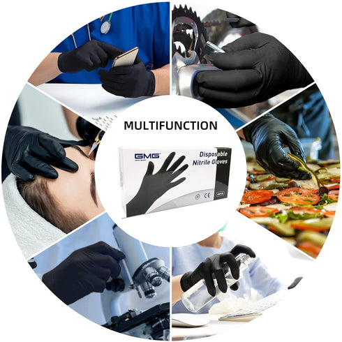 GMG SINCE1988 Ultra-Strong Nitrile Gloves, Latex-Free and Powder-Free, 50 Pack Household Cleaning Gloves