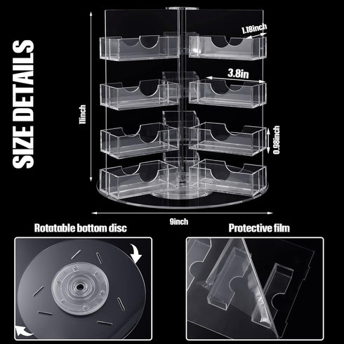 Qunclay Acrylic Business Card Holder, Multi Slot Card Organizer, Plastic Rotating Business Card Holders Clear (24