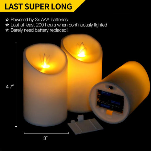 Novelty Place Flickering LED Candles - Lifelike Swinging Flame Battery Powered Realistic Flameless Candle
