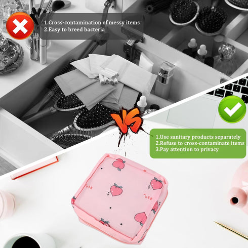KALIONE 4 Pieces Sanitary Napkin Storage Bag, Period Bag, Period Pouch, Feminine Menstrual Pad Bag Portable Nylon