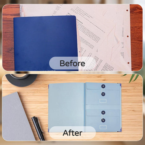 New Folio Document Organizer, Paper Organizer with Envelope Pocket, in Case I Go Missing Binder (Blue)