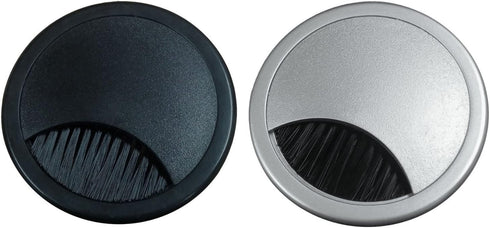 2" Plastic Brush Desk Grommet, Black (3 Pack)