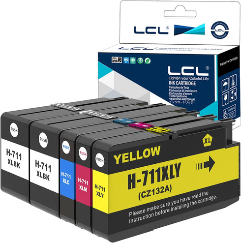 LCL Compatible Ink Cartridge Pigment Replacement for HP 711XL 711 XL High Yield Designjet T120 24 T120 610 T520 524