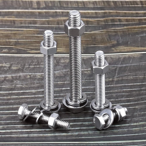 1/4-20 x 3/4" Stainless Steel Hex Bolts Screws with Nuts and Washers, 304 SS 18-8, 10 Sets