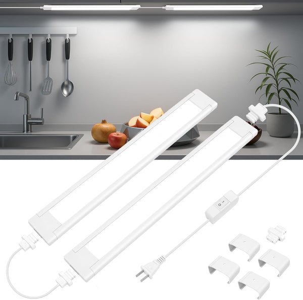 maylit Under Cabinet Lighting Plug in, 2 Pcs 14 Inch Linkable Ultra