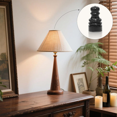 OMOBANU 2PCS 1/4-27 Chess Finials for Lamps Antique Black Compatible with Thread Lamp Finials Decorative Screw Cap